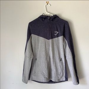 Gym Shark Color Block Zip Hoodie Workout Sweater